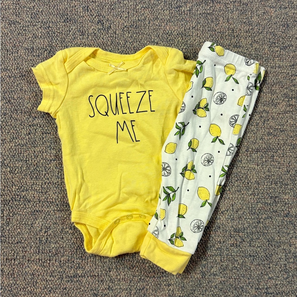 Rae Dunn Baby Yellow Onesie